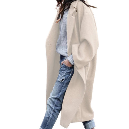 Manteau Long en Laine pour Femme – Élégance Hivernale avec Poches