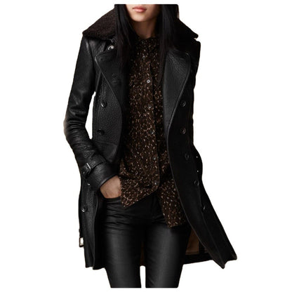 Veste double boutonnage en faux cuir slim