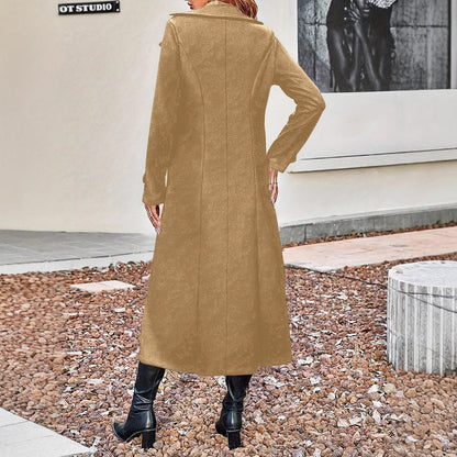 Manteau Femme Élégant à Col Revers – Tendance Automne-Hiver à Double Boutonnage