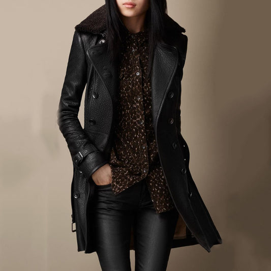 Veste double boutonnage en faux cuir slim