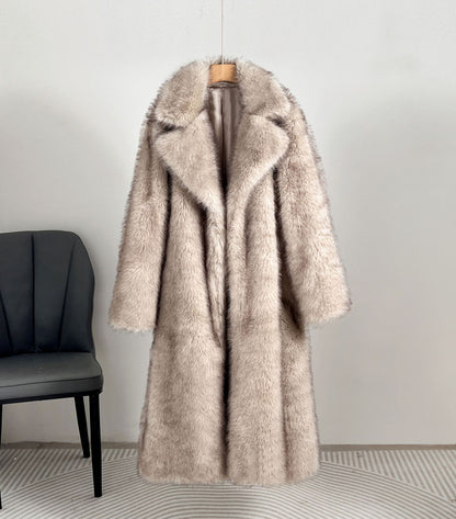 Manteau Long en Fausse Fourrure – Élégance Automne-Hiver